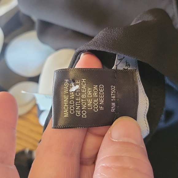 Ashley Stewart black blouse with flowing sheer black, whit and yellow sleeves - Picture 9 of 9